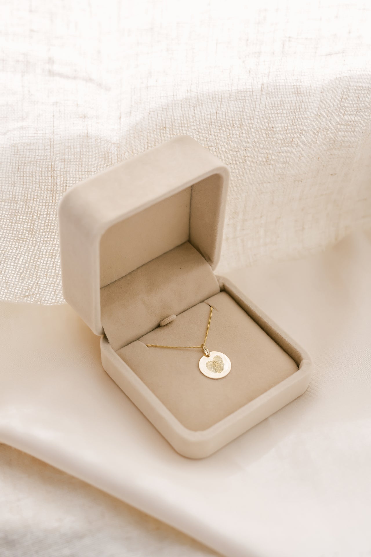 14k Vingerafdruk Coin Ketting - 14k Solid Gold 14k Vingerafdruk Coin Ketting - 14k Solid Gold