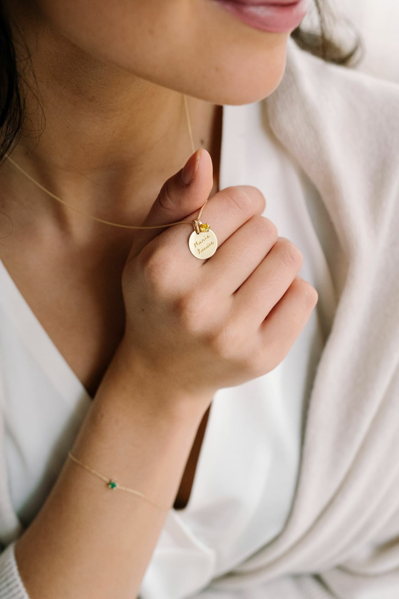 14k Birthstone Coin Ketting - 14k Solid Gold 14k Birthstone Coin Ketting - 14k Solid Gold