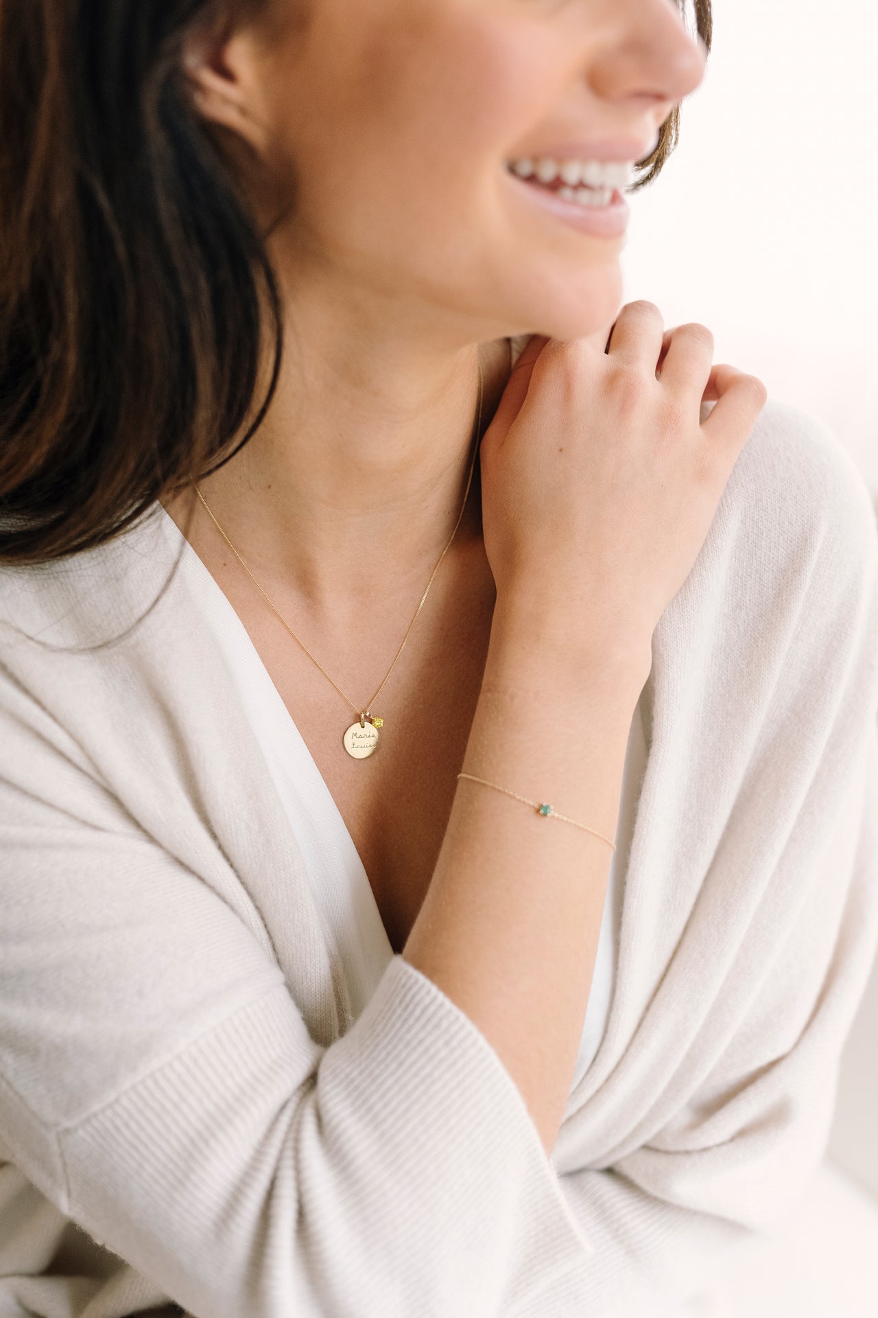 14k Birthstone Coin Ketting - 14k Solid Gold 14k Birthstone Coin Ketting - 14k Solid Gold