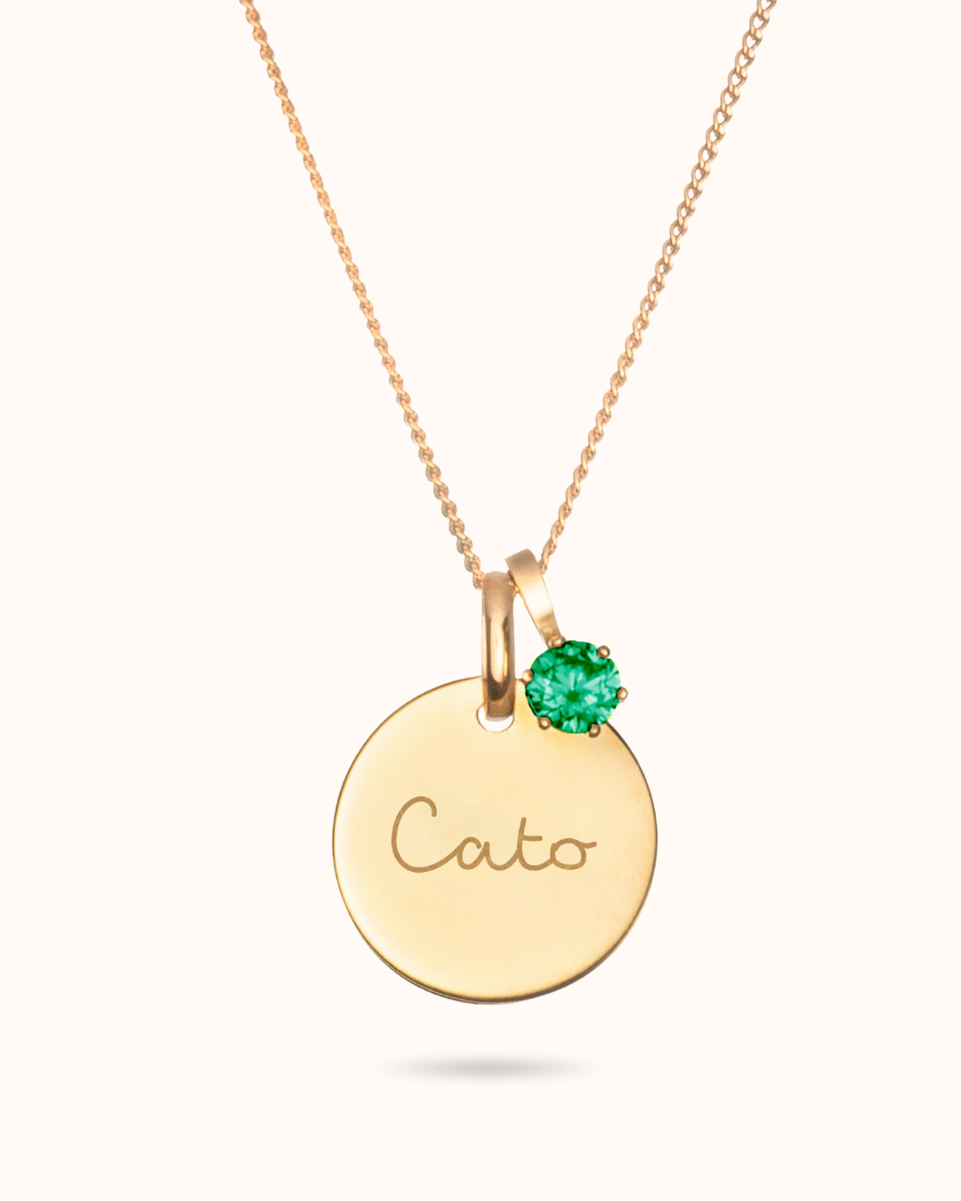 14k Birthstone Coin Ketting - 14k Solid Gold 14k Birthstone Coin Ketting - 14k Solid Gold