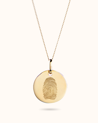 14k Vingerafdruk Coin Ketting - 14k Solid Gold 14k Vingerafdruk Coin Ketting - 14k Solid Gold