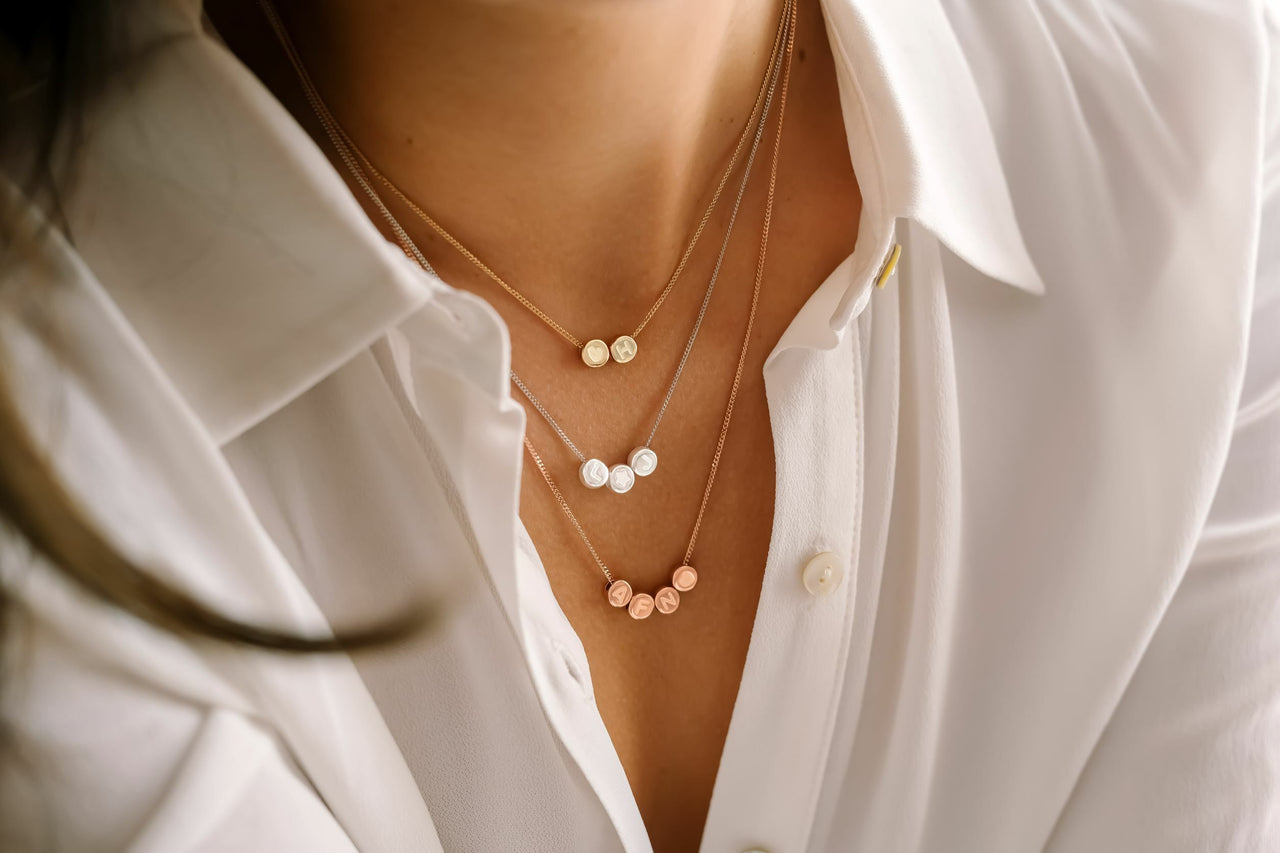 Initial Beads Necklace - Rose plated Initial Beads Necklace - Rose plated