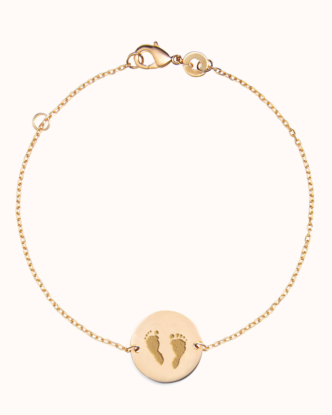 Bracelet Pendentif Rond Empreinte de Main et de Pied - Plaque or 18 carats Bracelet Pendentif Rond Empreinte de Main et de Pied - Plaque or 18 carats