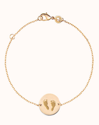 Bracelet Pendentif Rond Empreinte de Main et de Pied - Plaque or 18 carats Bracelet Pendentif Rond Empreinte de Main et de Pied - Plaque or 18 carats