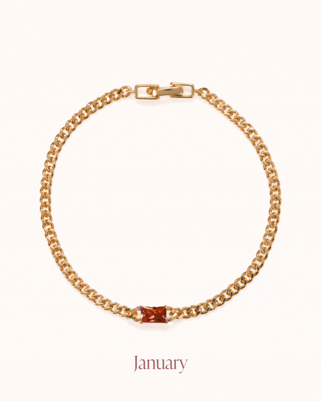Birthstone Chain Armband - 18k Verguld Birthstone Chain Armband - 18k Verguld