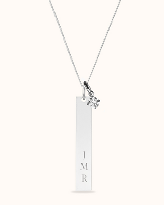 Vertical Bar Necklace with Birthstone Sterling Silver 925 Vertical Bar Necklace with Birthstone Sterling Silver 925