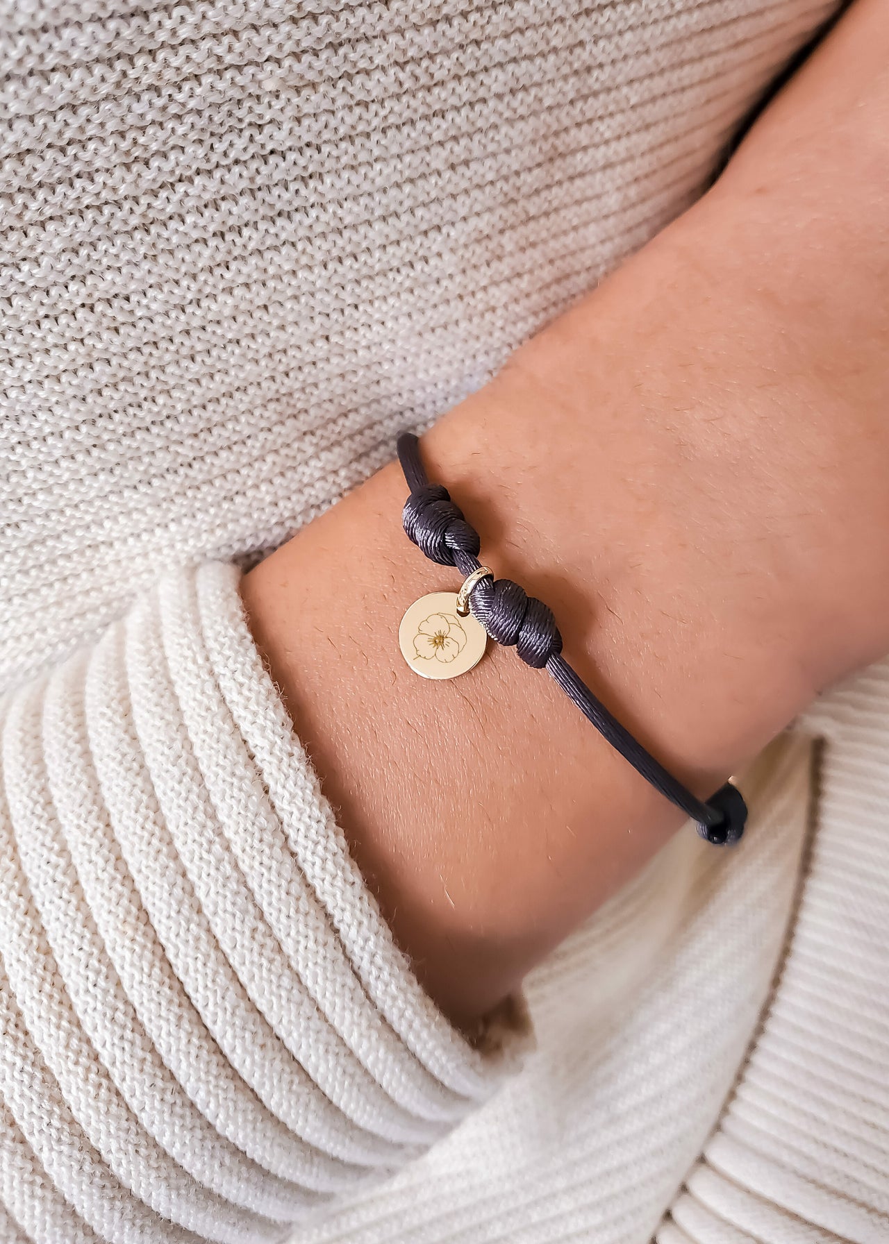 14k Single Birth Flower Armband - 14k Solid Gold 14k Single Birth Flower Armband - 14k Solid Gold