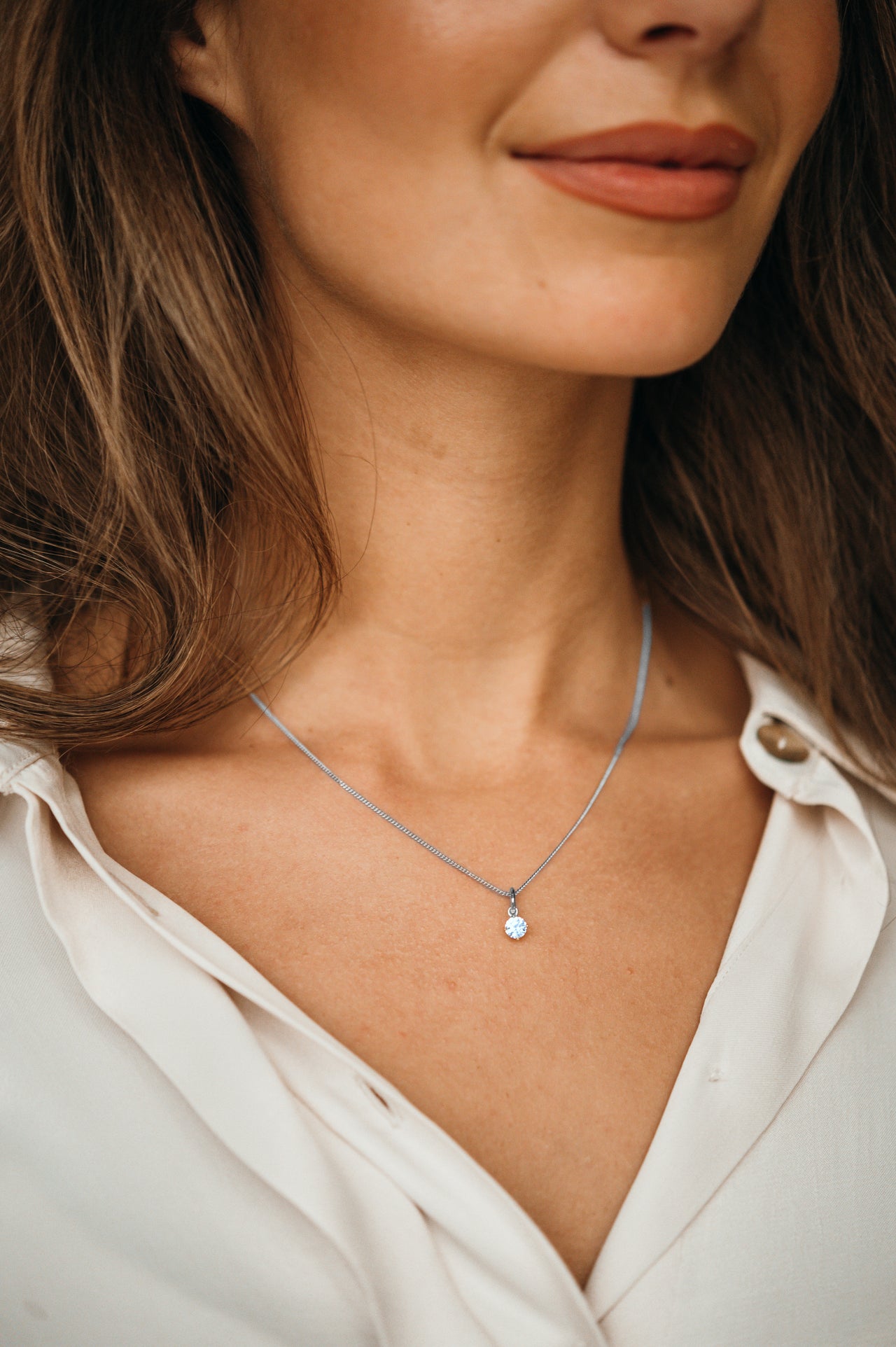 Birthstone Charm Necklace - Silver Birthstone Charm Necklace - Silver
