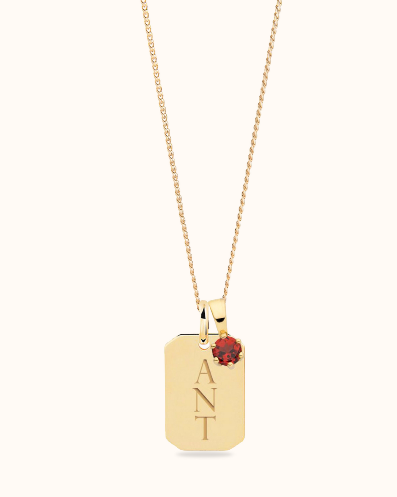 14k Birthstone Tag Necklace - 14k gold 14k Birthstone Tag Necklace - 14k gold