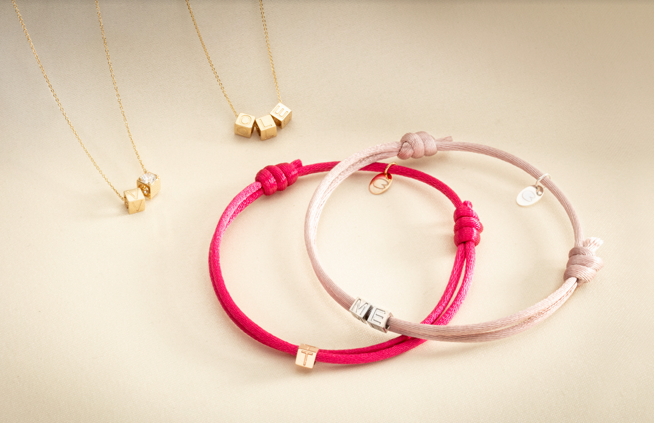 14k Initial Cube Armband - 14k Solid Gold 14k Initial Cube Armband - 14k Solid Gold