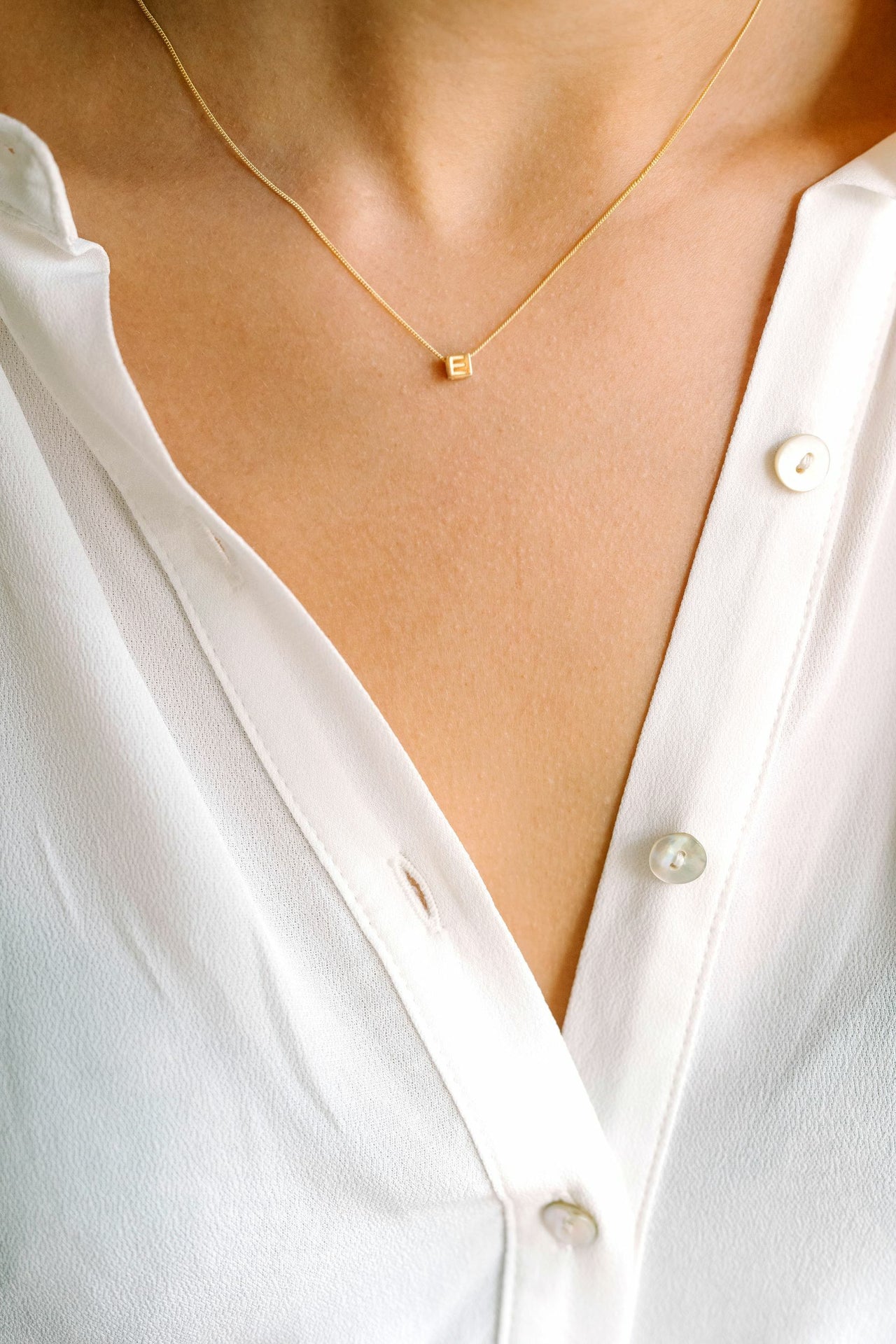 Collier Cube Initiale 14 carats - Or 14 carats Collier Cube Initiale 14 carats - Or 14 carats