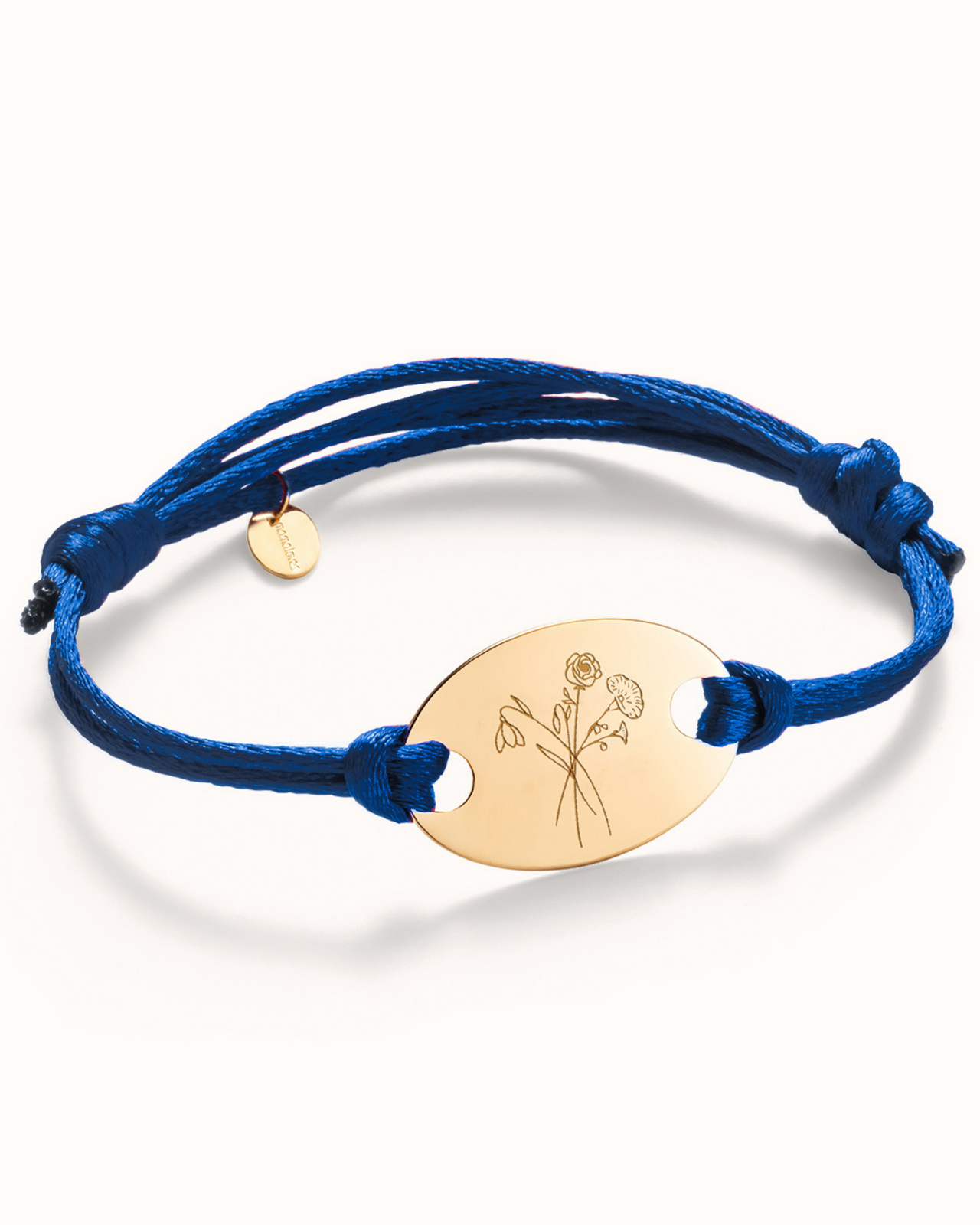 Bracelet Ovale Bouquet Fleur de Naissance - Plaque or 18 carats Bracelet Ovale Bouquet Fleur de Naissance - Plaque or 18 carats