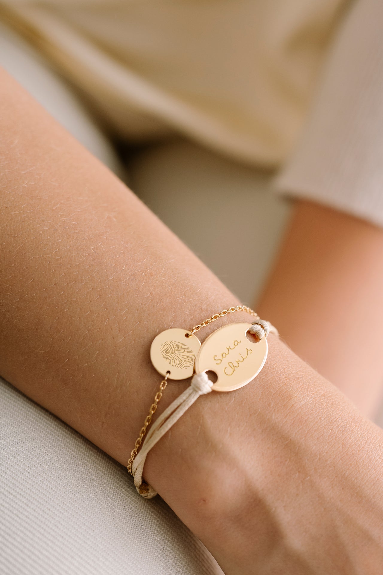 Vingerafdruk Coin Armband - 18k Verguld Vingerafdruk Coin Armband - 18k Verguld