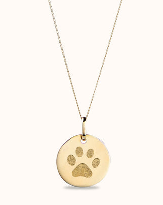 Collier Pendentif Rond Empreinte de Patte 9 carats - Or 9 carats Collier Pendentif Rond Empreinte de Patte 9 carats - Or 9 carats