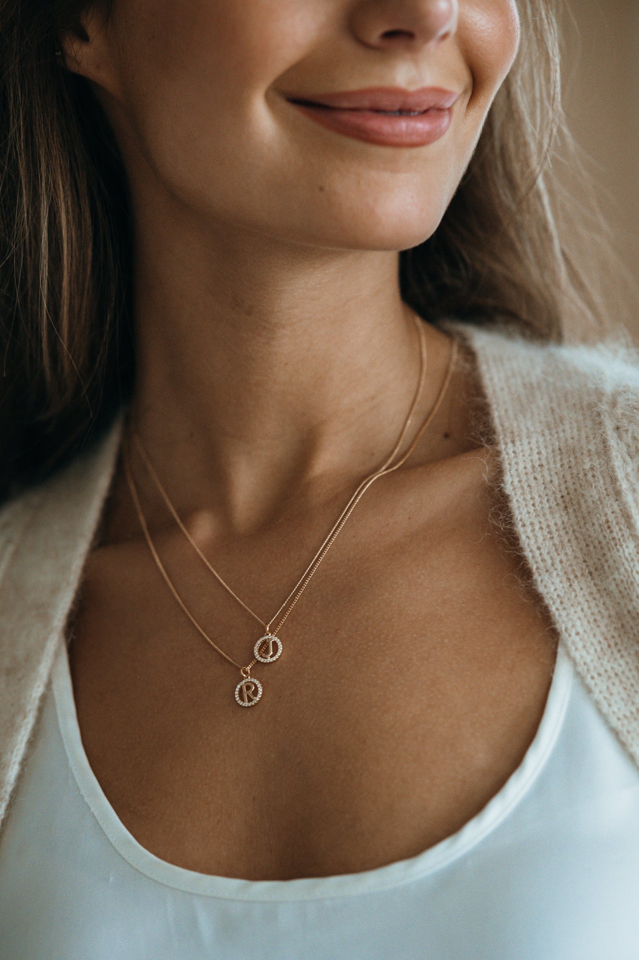 Letter Sparkle Pendant Ketting - 18k Verguld Letter Sparkle Pendant Ketting - 18k Verguld