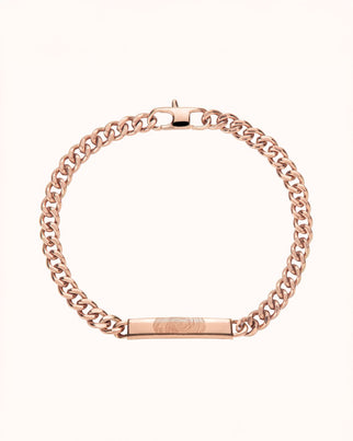 Fingerabdruck Bar Chain Armband - Rose vergoldet