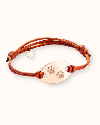 Paw Print Oval Bracelet - Rose plated