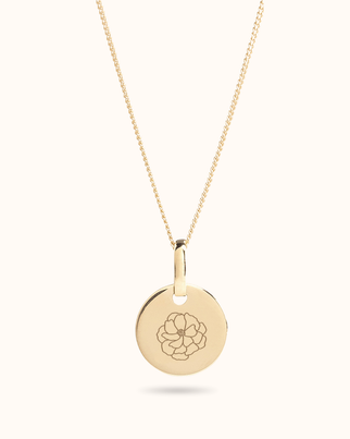 14k Mini Coin Birth Flower Ketting - 14k Solid Gold