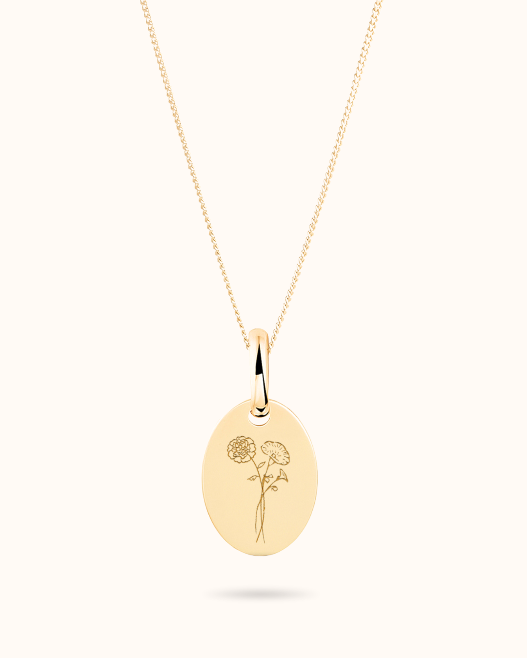 Collier Ovale Bouquet Fleur de Naissance 14 carats - Or 14 carats