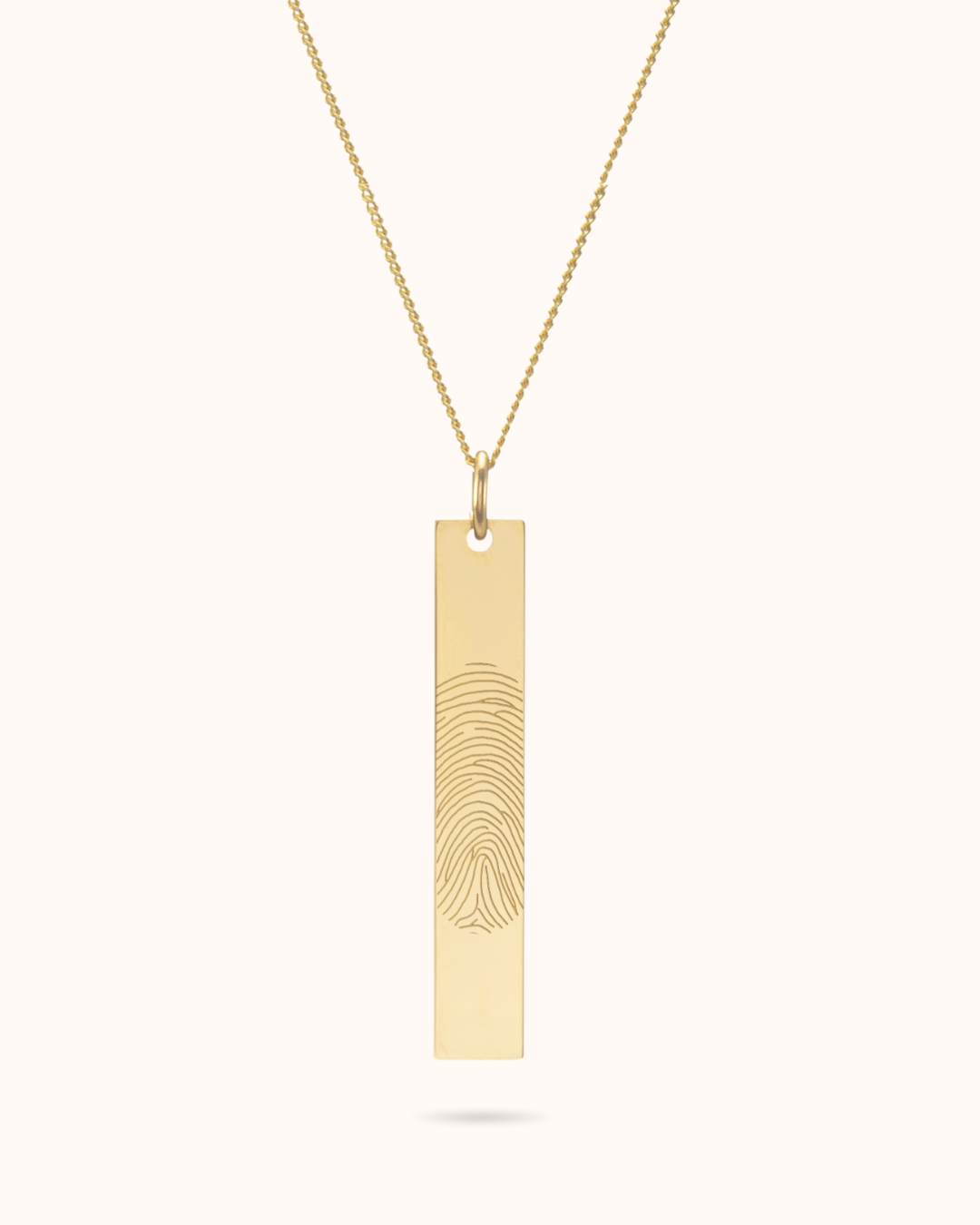 14k Vingerafdruk Vertical Bar Ketting - 14k Solid Gold
