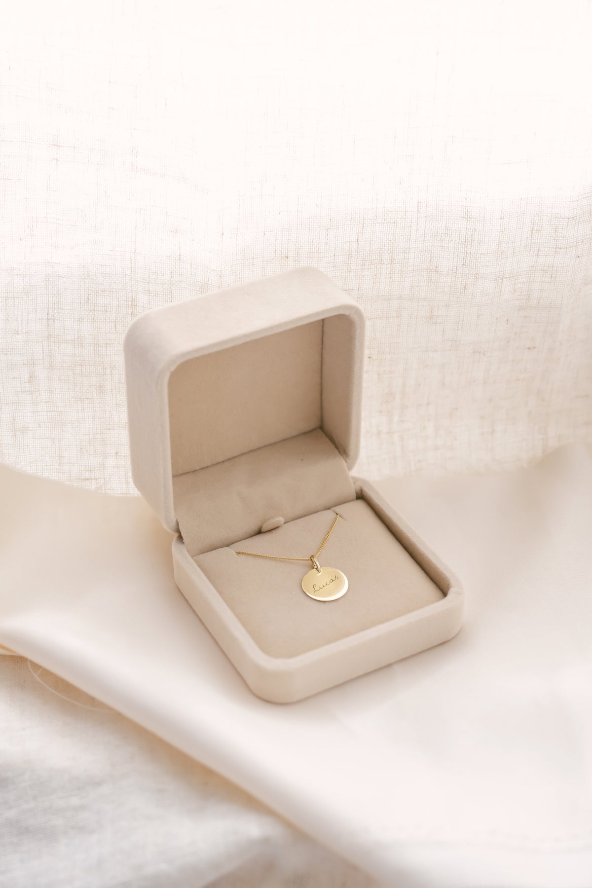 14k Coin Necklace with Initial Charm - 14k gold