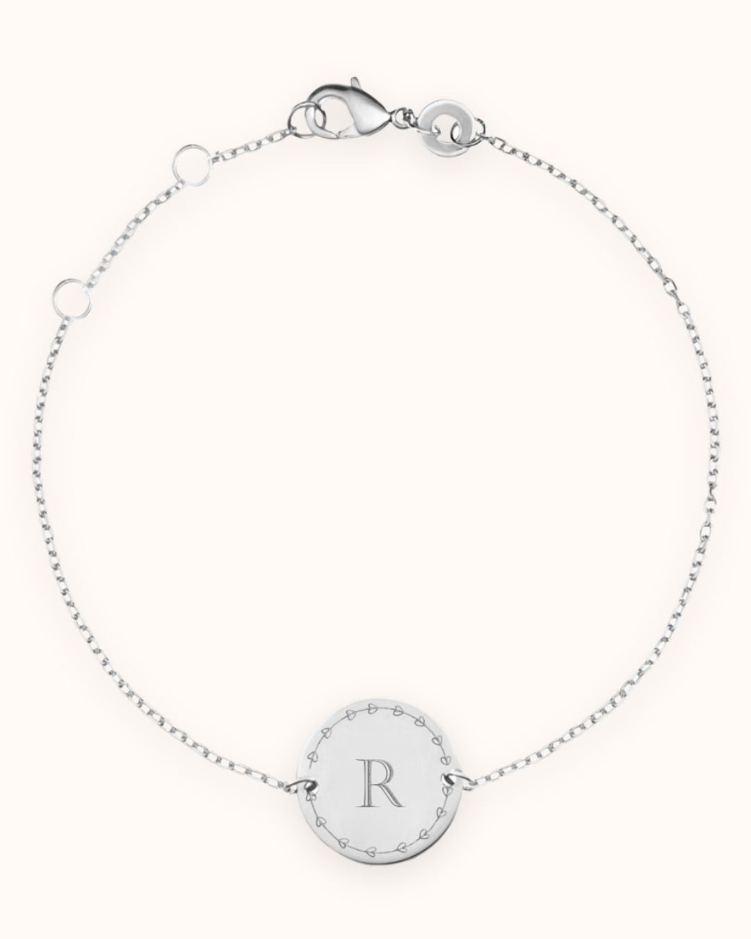 Bracelet Pendentif Rond Initiale d'amour - Argent