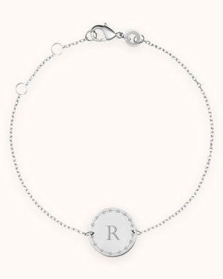 Love Initial Coin Bracelet - Silver