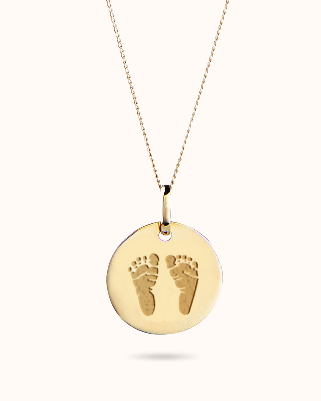 14k Hand and Footprint Coin Necklace - 14k gold