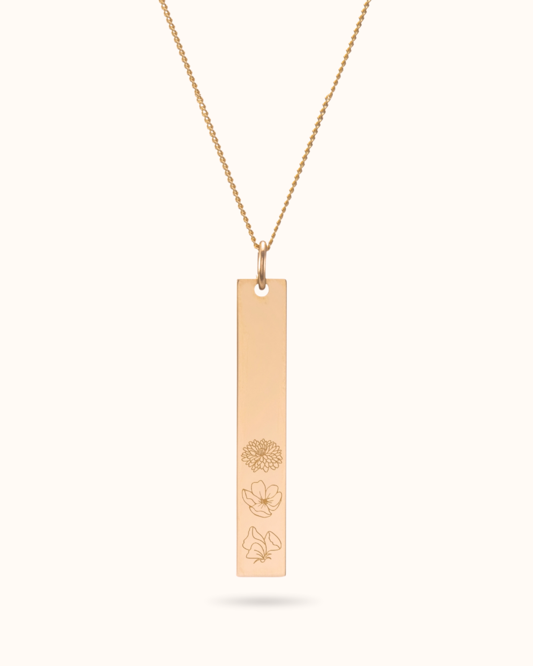 Collier Bar Verticale Pierre de Naissance 14 carats - Or 14 carats