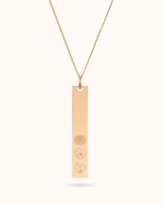 Collier Bar Verticale Pierre de Naissance 14 carats - Or 14 carats