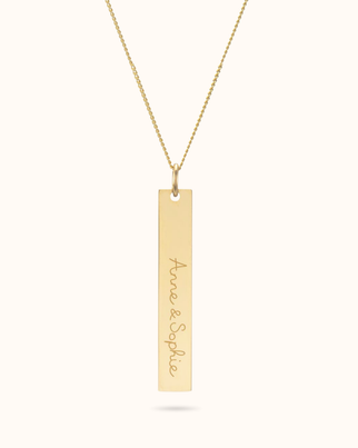 Vertical Bar Necklace with name  - Gold plated