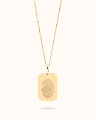 14k Vingerafdruk Tag Ketting - 14k Solid Gold