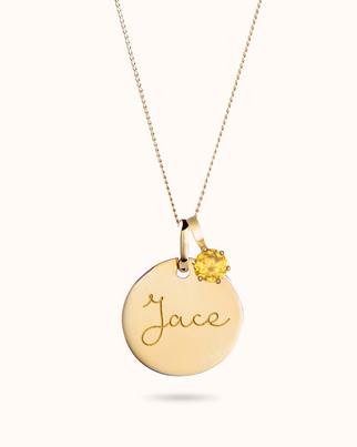 14k Birthstone Coin Ketting - 14k Solid Gold