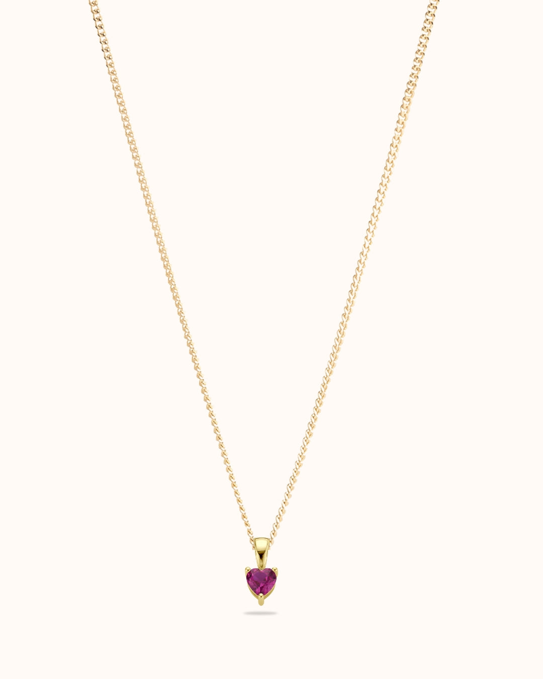 14k Heart Birthstone Ketting - 14k Solid Gold