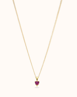 14k Heart Birthstone Necklace - 14k gold