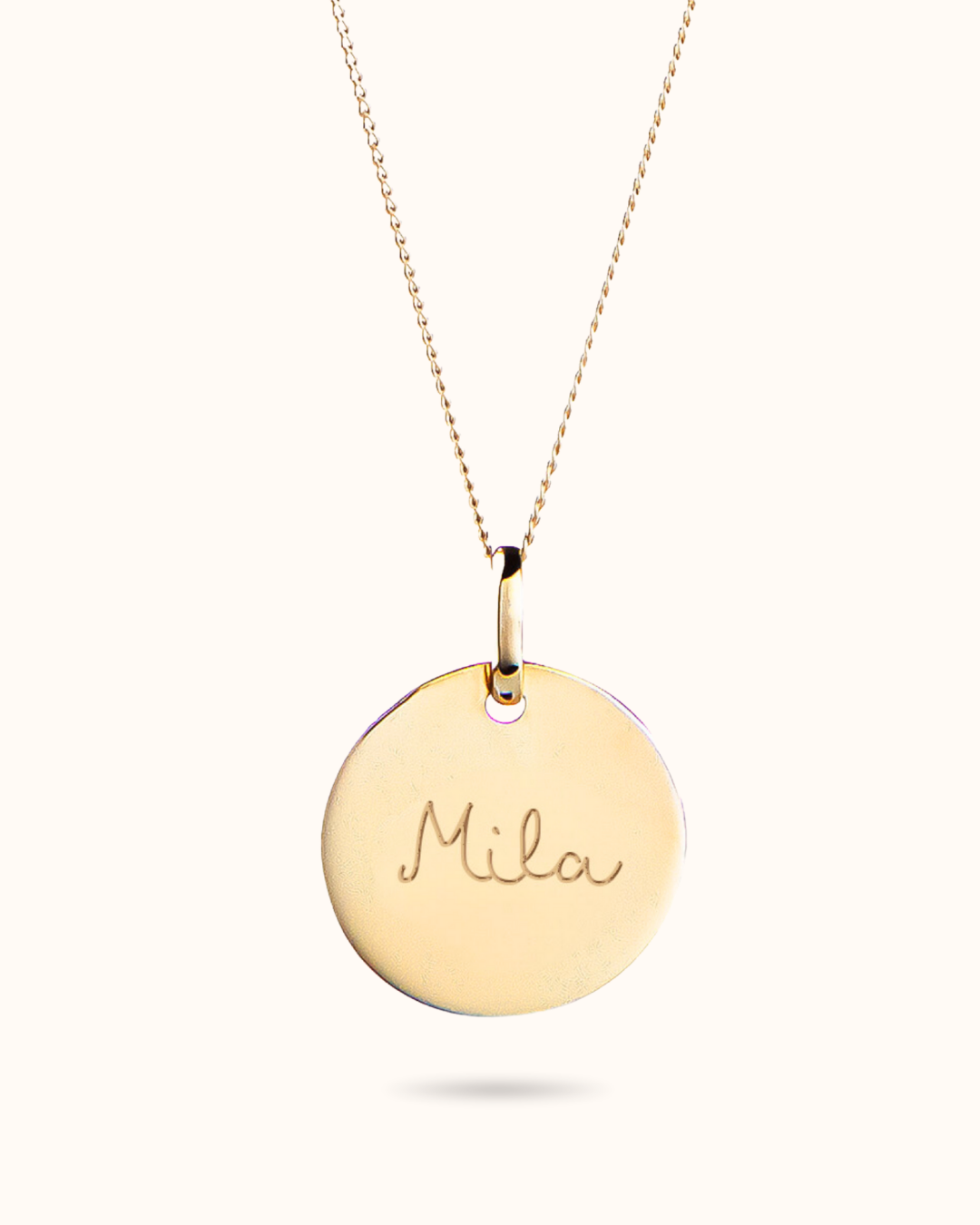 14k Coin Ketting - 14k Solid Gold - 16mm Medium Coin 14k