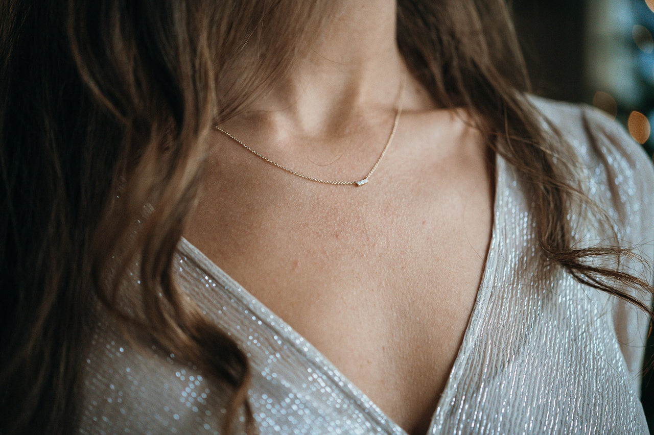 14k Family Diamond Ketting - 14k Solid Gold