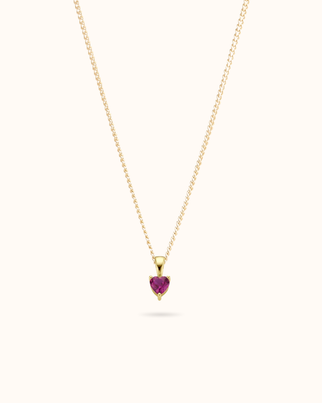 14k Heart Birthstone Necklace - 14k gold