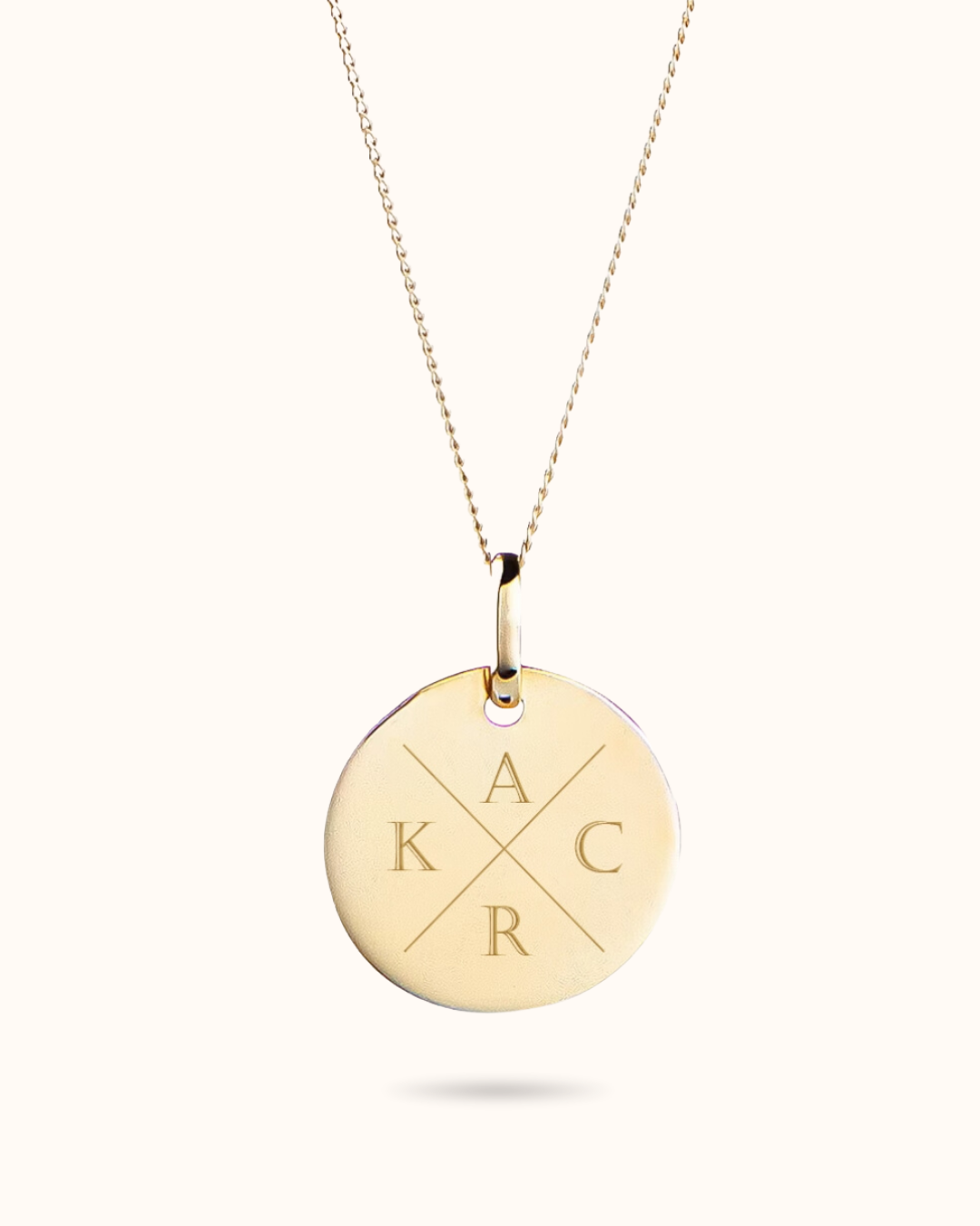Collier Pendentif Rond Initale 14 carats - Or 14 carats
