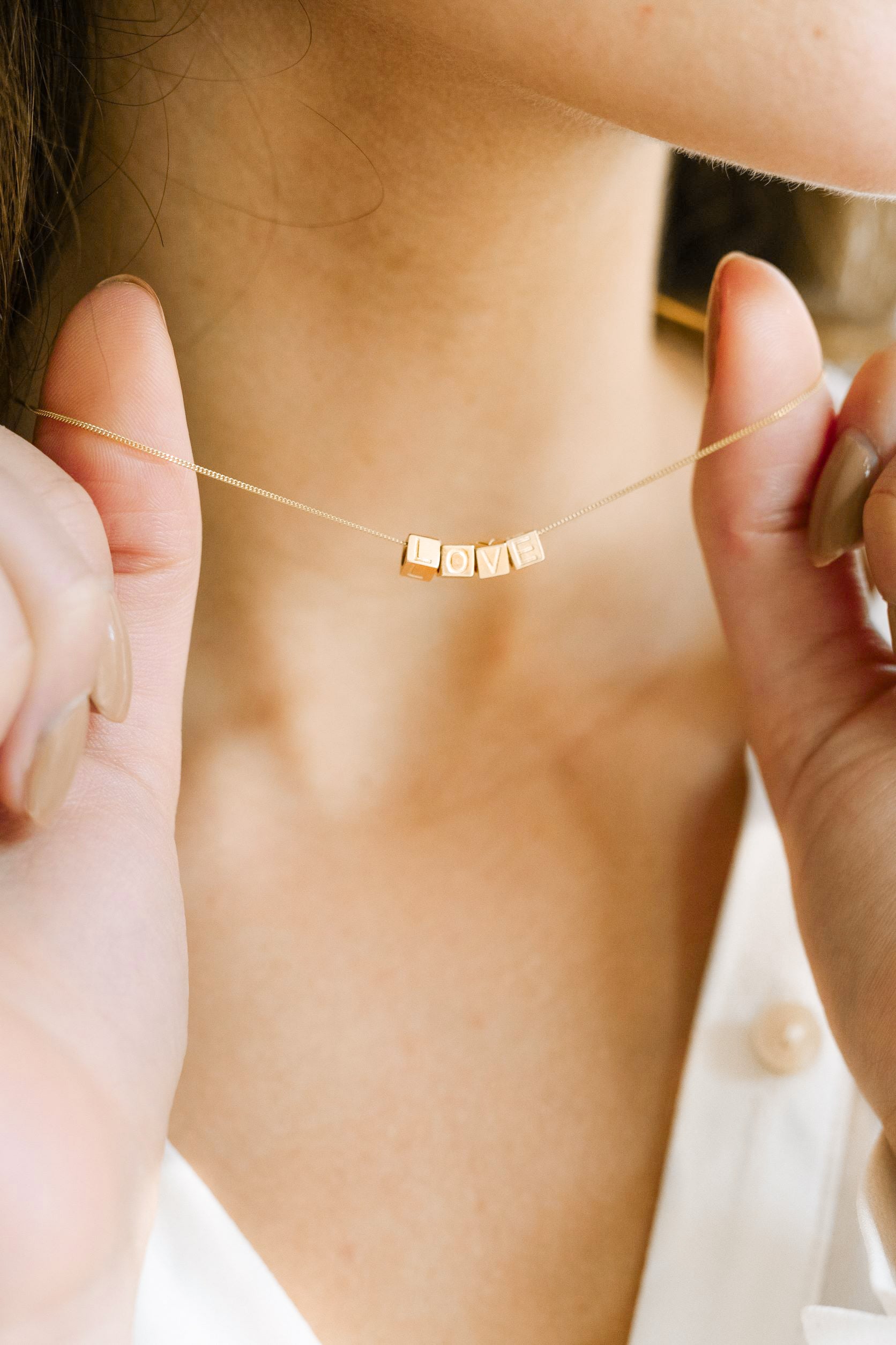 14k Initial Cube Necklace Gold necklace with initial MAMALOVES