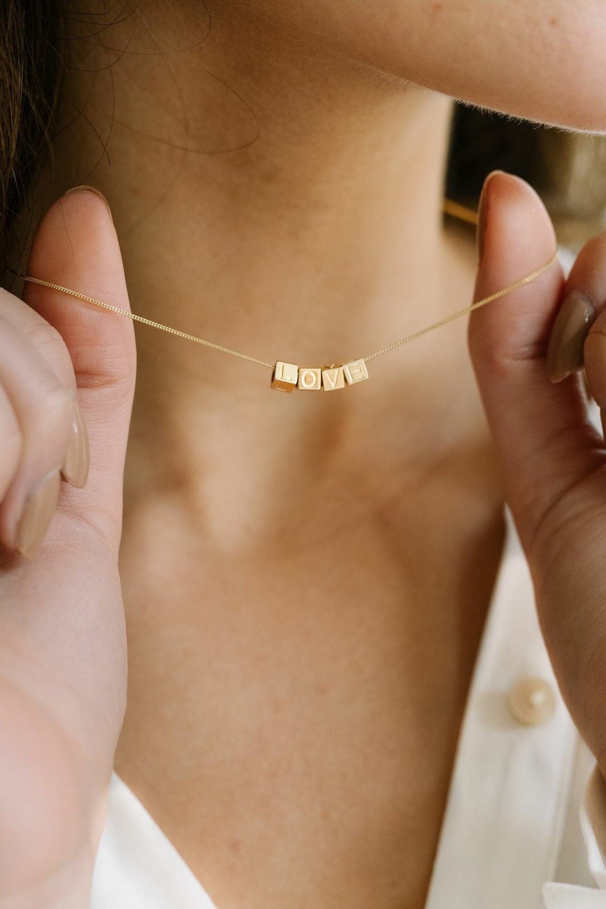 14k Losse Cube - 14k Solid Gold - Letter