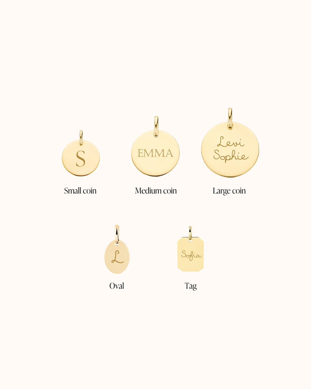 14k Personalized Single Charms with Name - 14k Gold