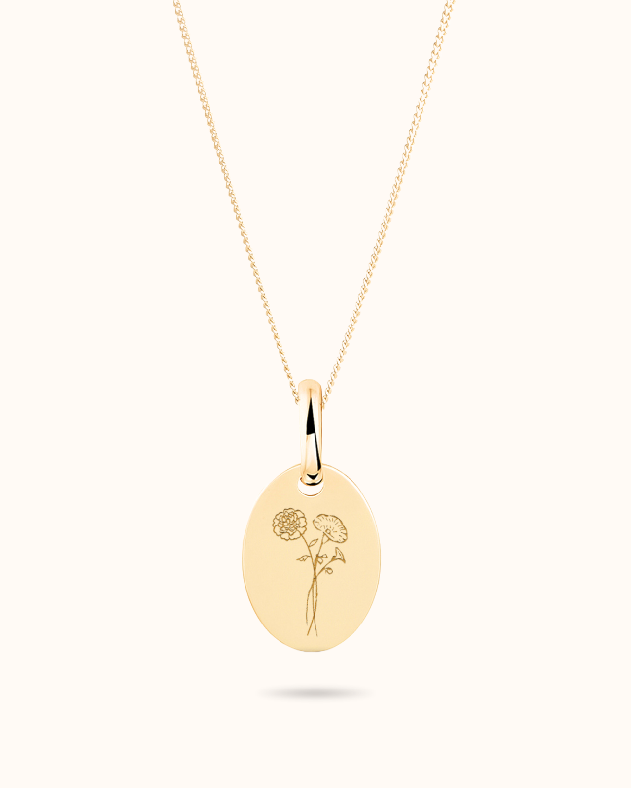 Collier Ovale Bouquet Fleur de Naissance 14 carats - Or 14 carats