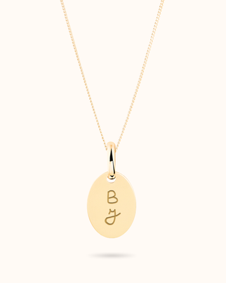 14k Oval Necklace - 14k gold