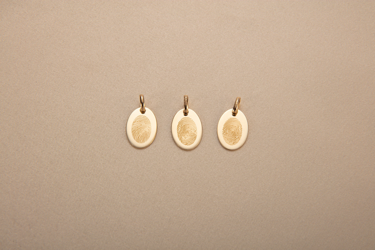 14k Vingerafdruk Oval Ketting - 14k Solid Gold