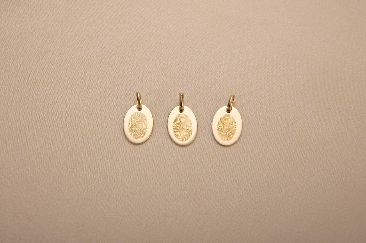 14k Vingerafdruk Oval Ketting - 14k Solid Gold