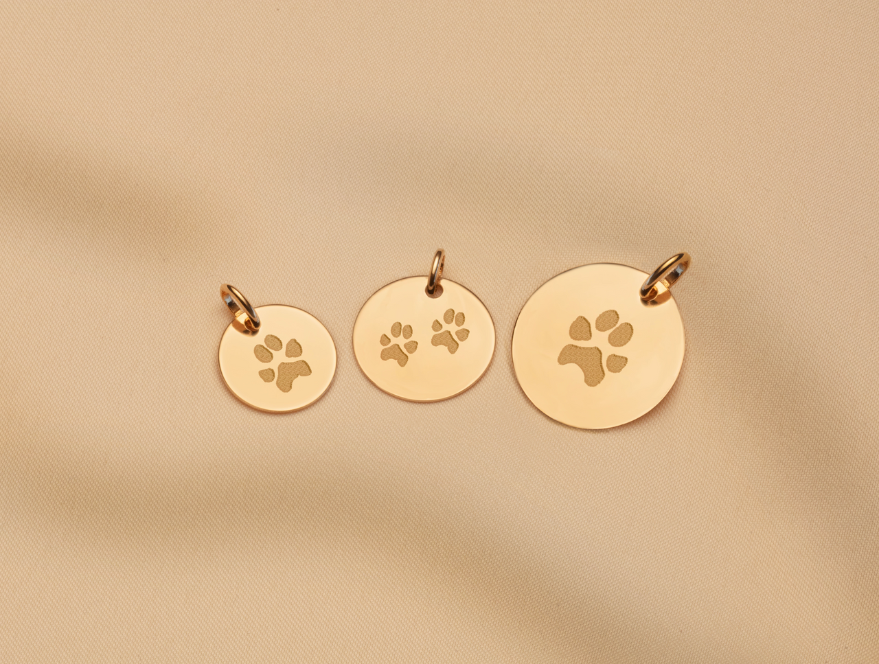 14k Paw Print Coin Necklace - 14k gold