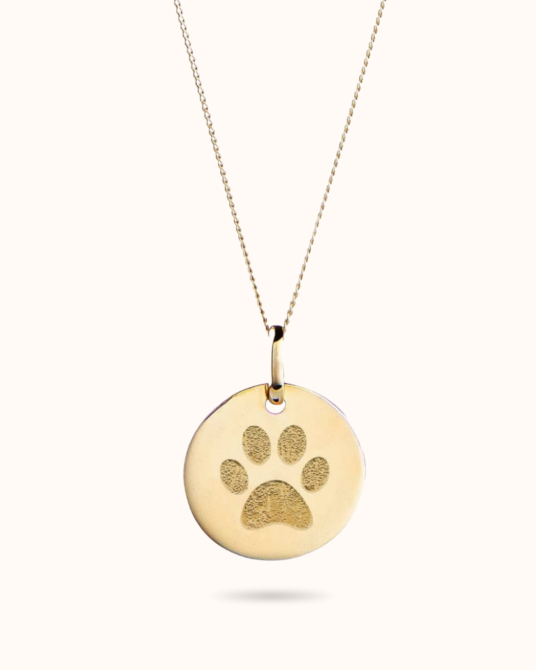 14k Paw Print Coin Necklace - 14k gold