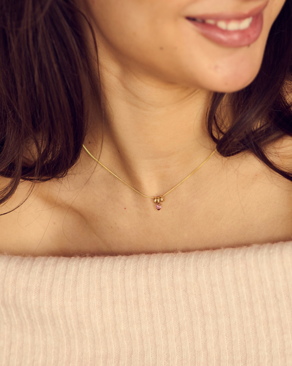 Collier Sliding Cœur Pierre de Naissance Or 14 carats - Or 14 carats