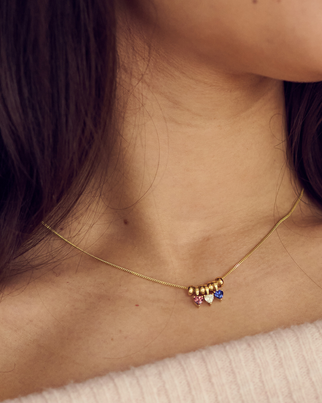 14k Sliding Heart Birthstone Ketting - 14k Solid Gold - Geboortesteen